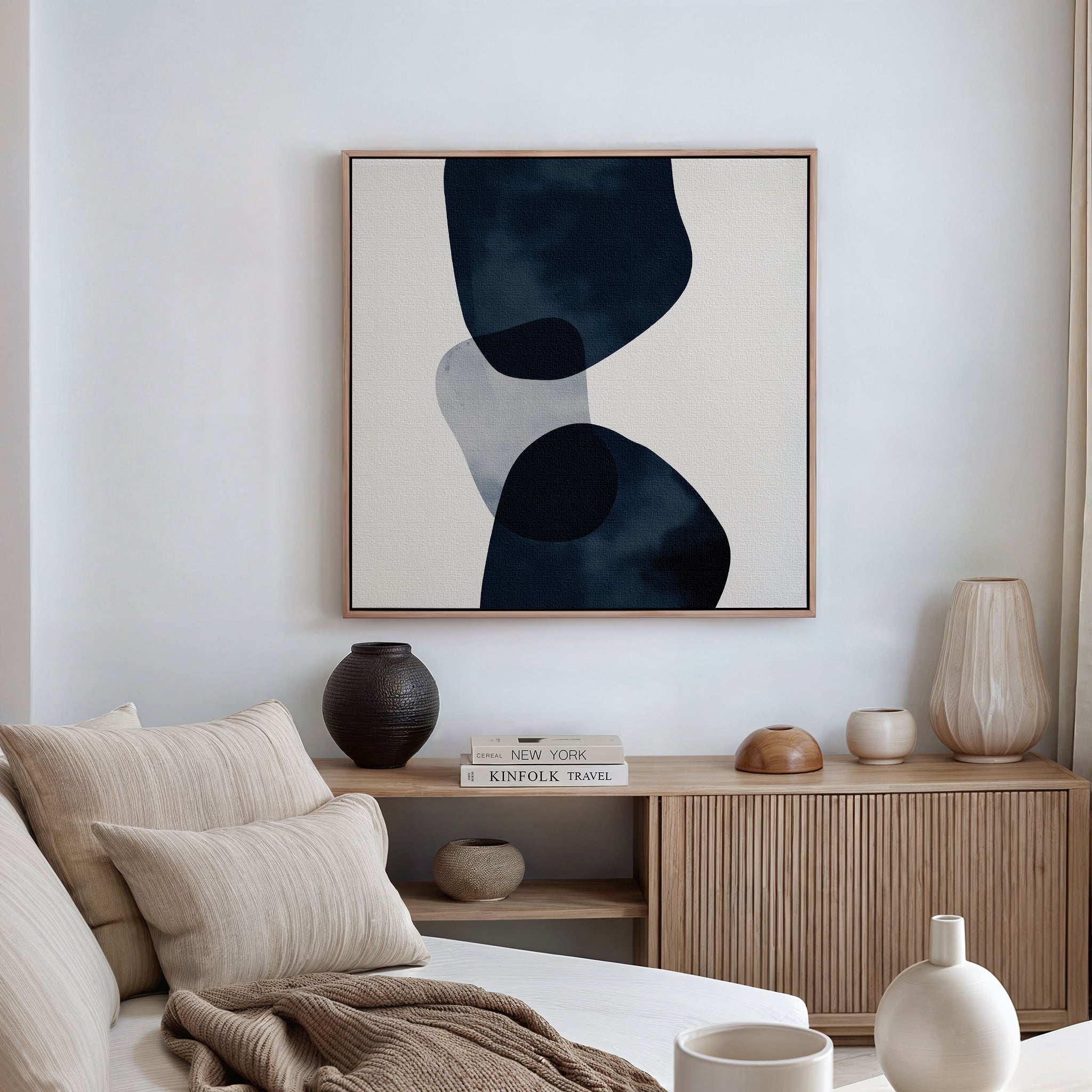 Tides of Midnight – blue abstract canvas wall art print by Aspire Prints