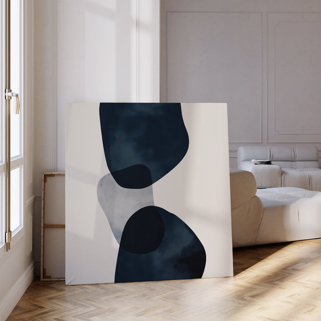 Tides of Midnight – blue abstract canvas wall art print by Aspire Prints
