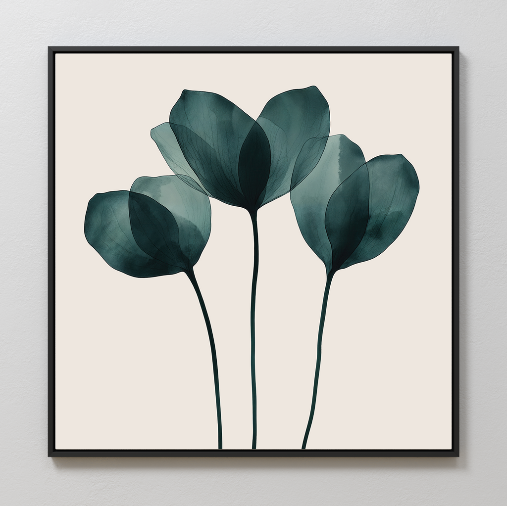 Whispering Fronds in Teal – green botanical canvas wall art print by Aspire Prints