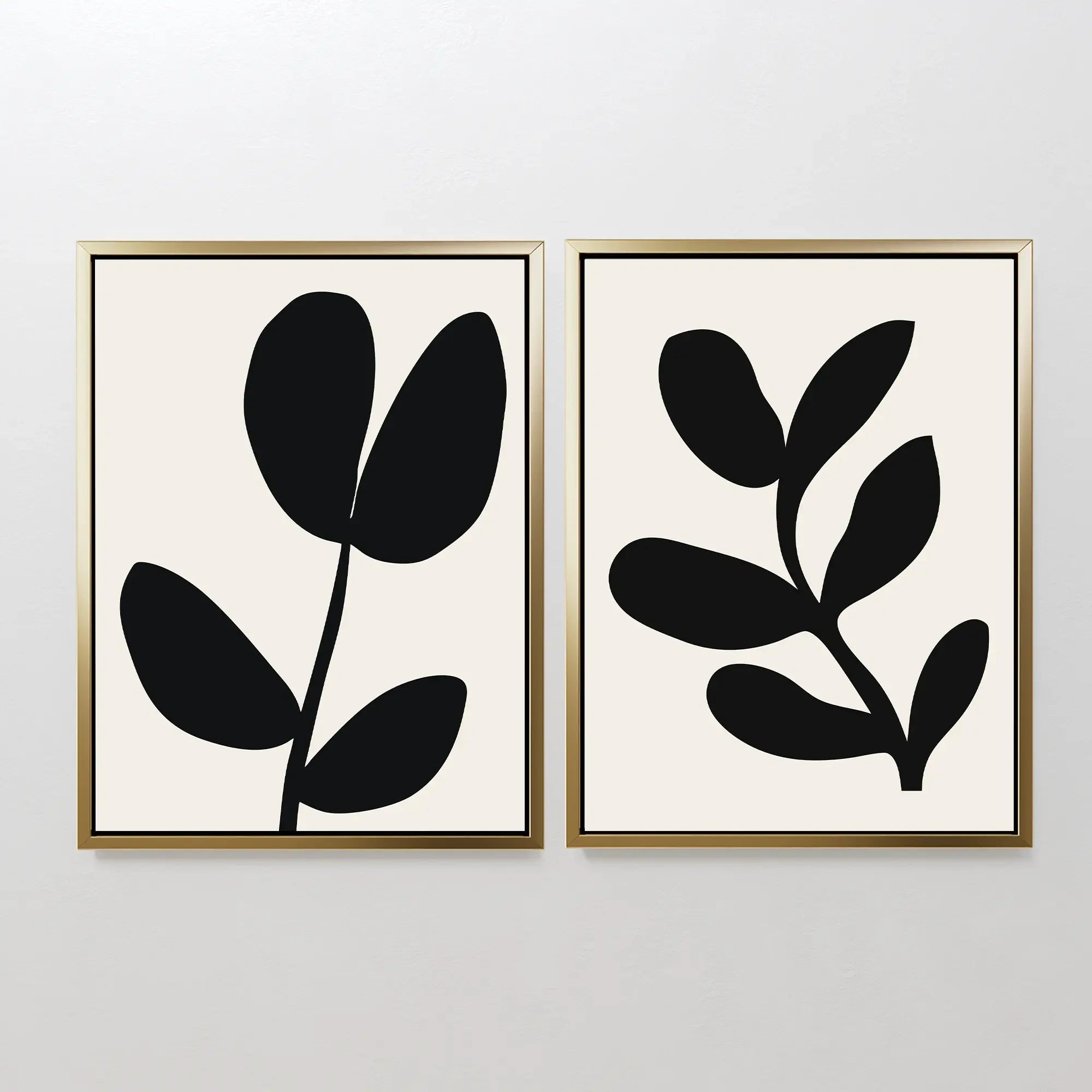 Whispering Shadows Diptych – Set of 2 Canvas Prints set of 2 – black and white botanical canvas wall art by Aspire Prints