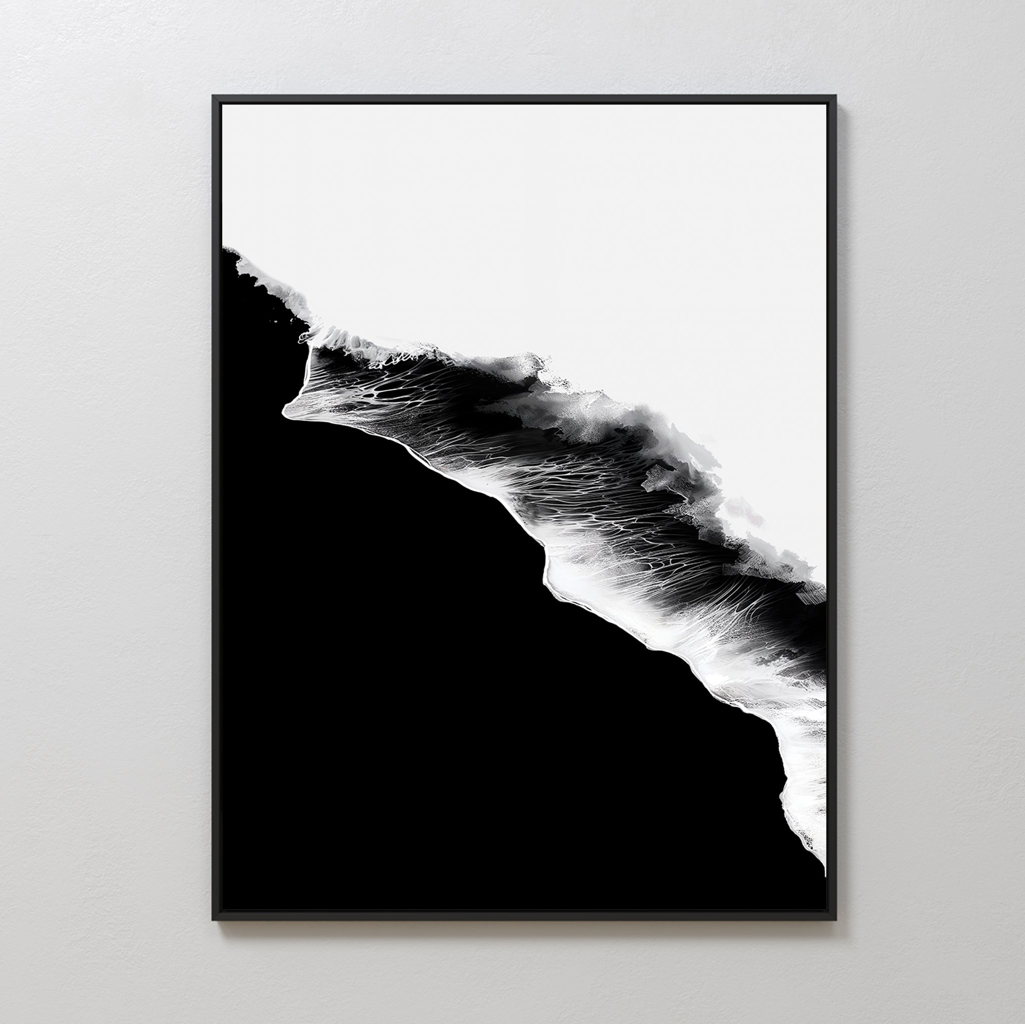 Midnight Tide Whispers – black coastal canvas wall art print by Aspire Prints