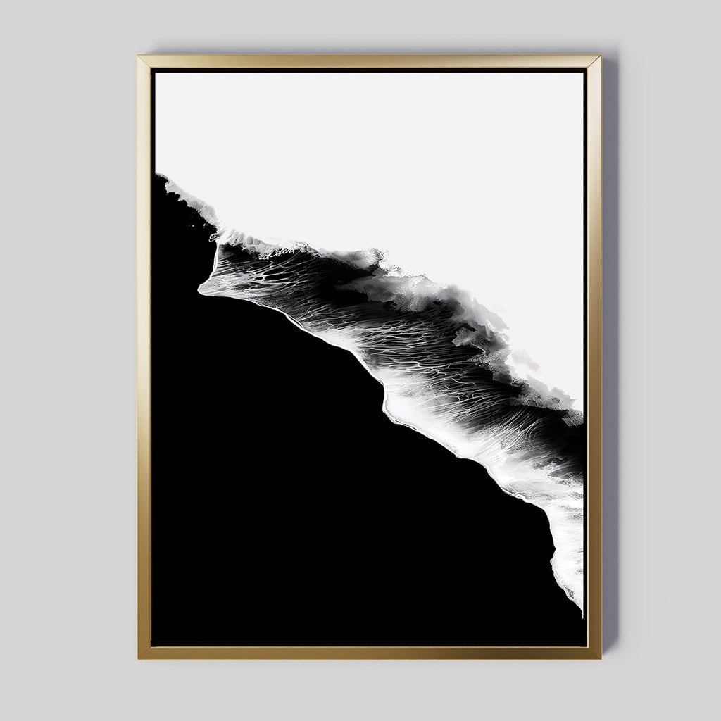 Midnight Tide Whispers – black coastal canvas wall art print by Aspire Prints
