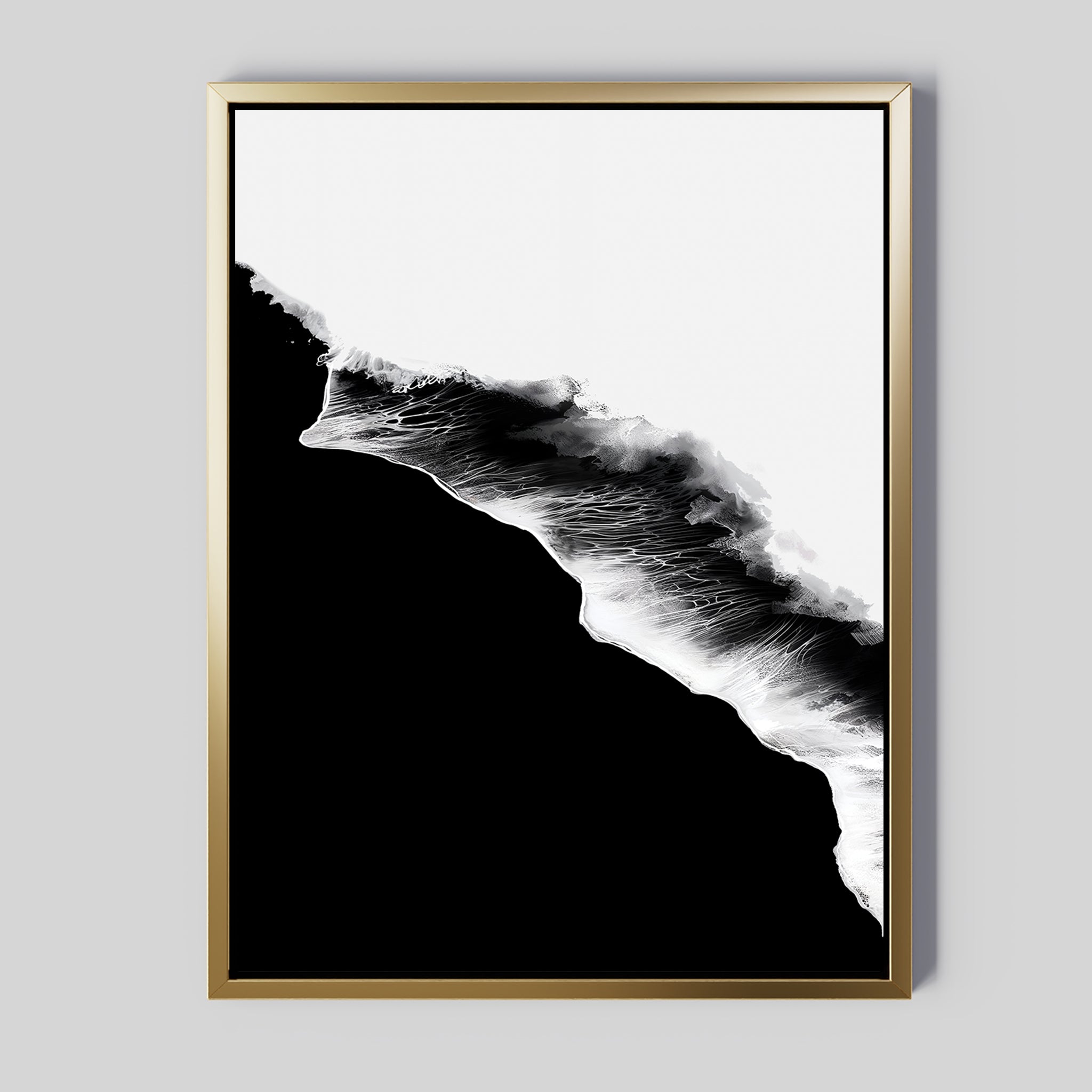 Midnight Tide Whispers – black coastal canvas wall art print by Aspire Prints