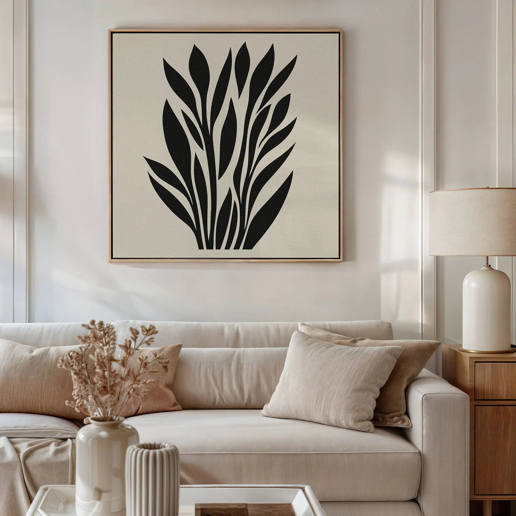 Whispering Palms at Twilight – black and white botanical canvas wall art print by Aspire Prints