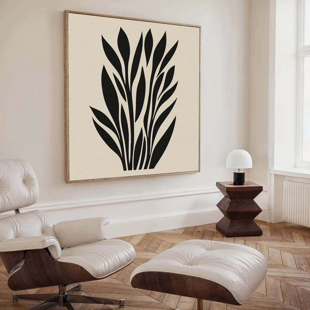 Whispering Palms at Twilight – black and white botanical canvas wall art print by Aspire Prints