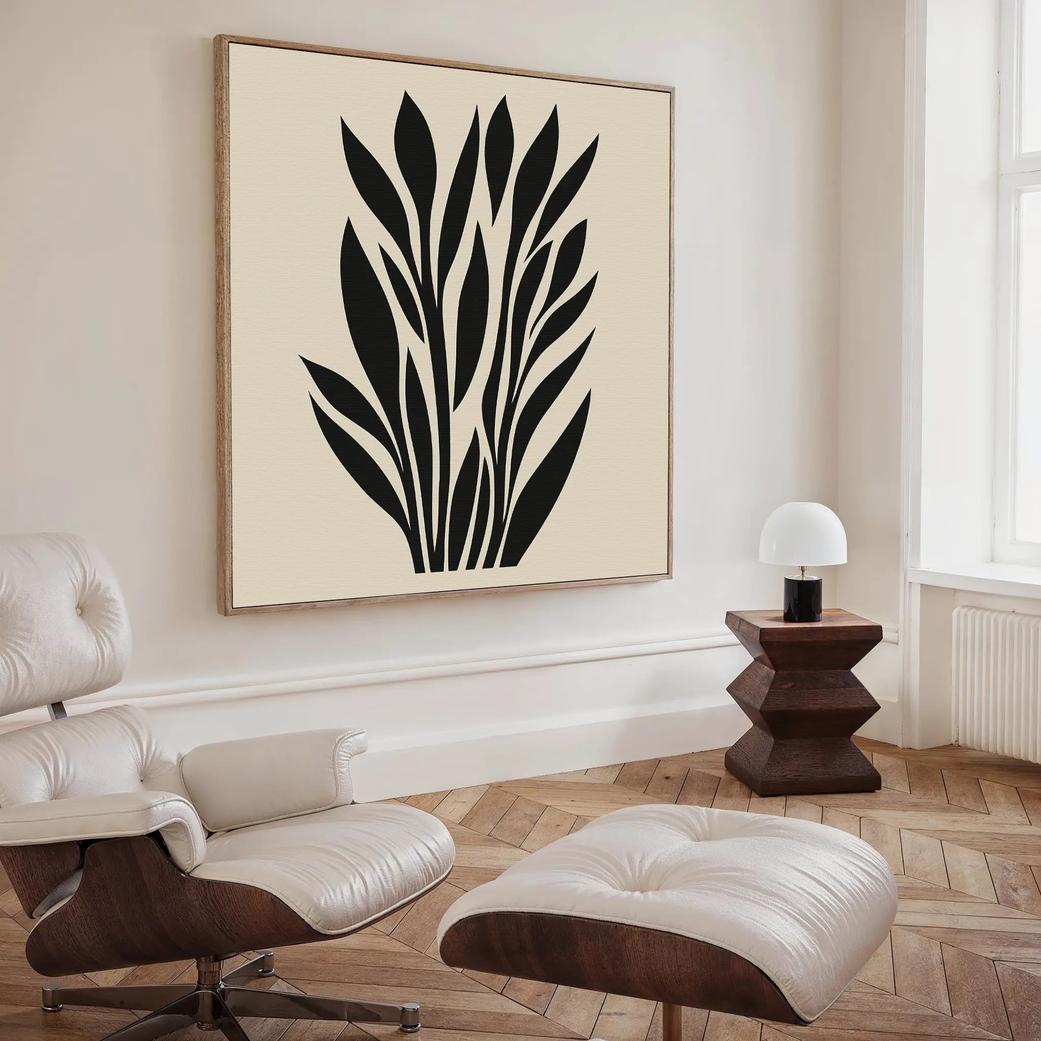 Whispering Palms at Twilight – black and white botanical canvas wall art print by Aspire Prints