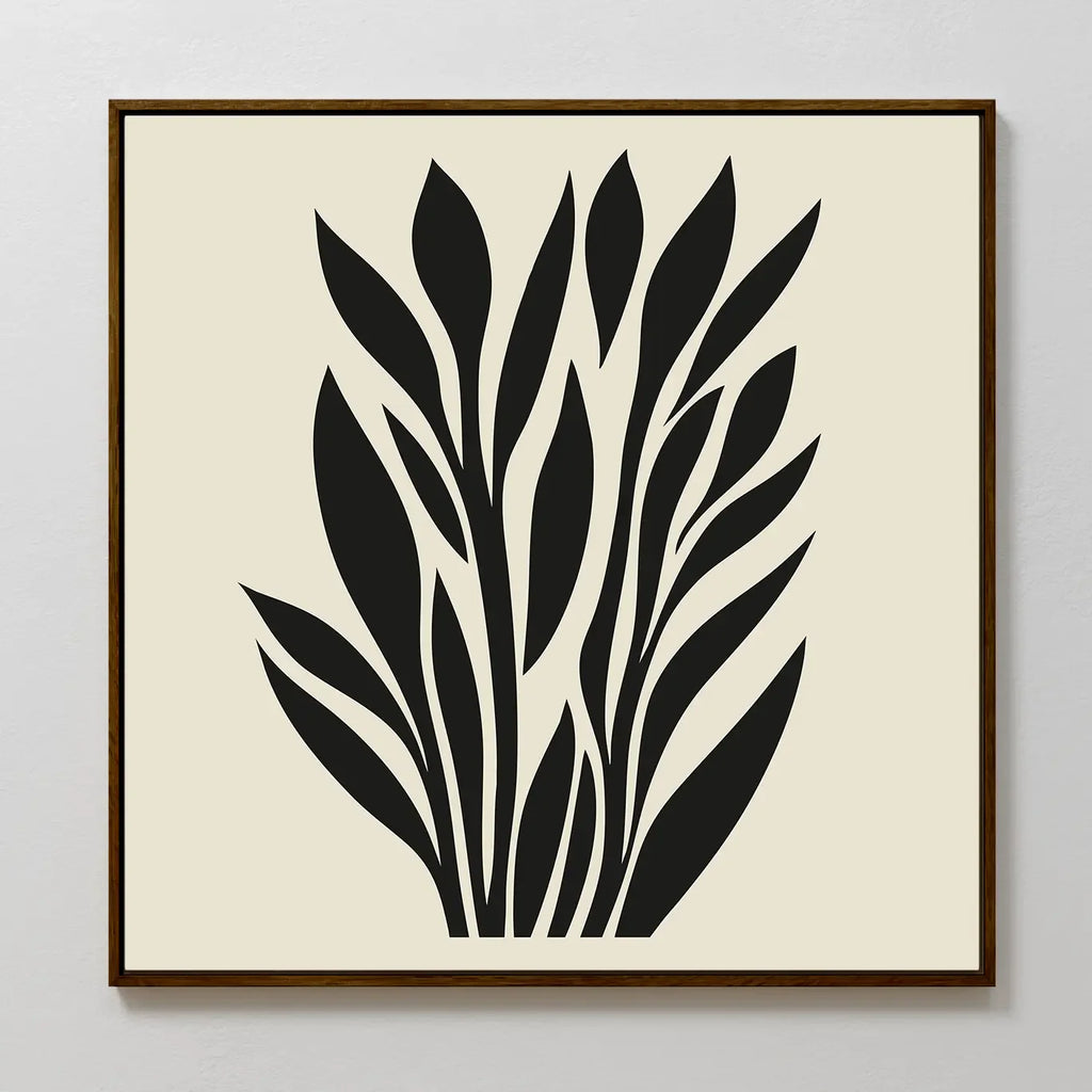 Whispering Palms at Twilight – black and white botanical canvas wall art print by Aspire Prints