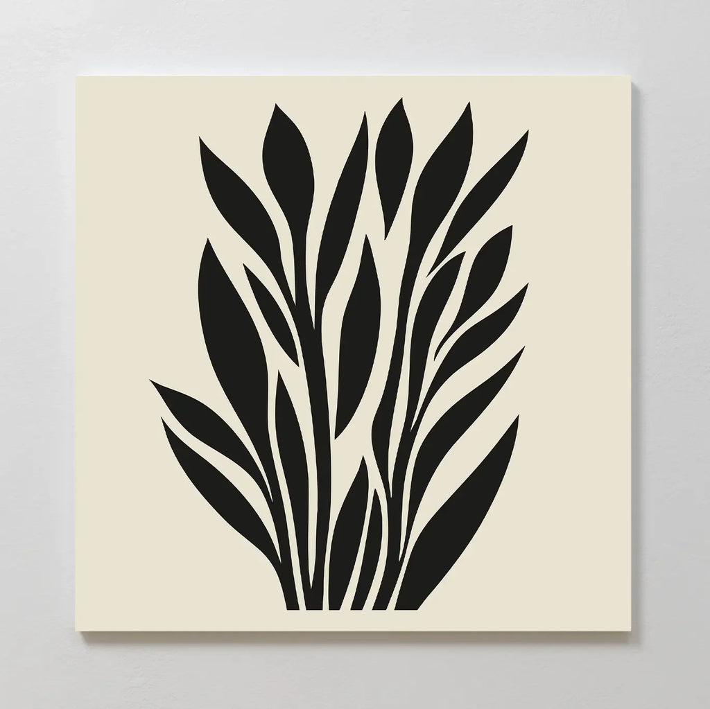 Whispering Palms at Twilight – black and white botanical canvas wall art print by Aspire Prints
