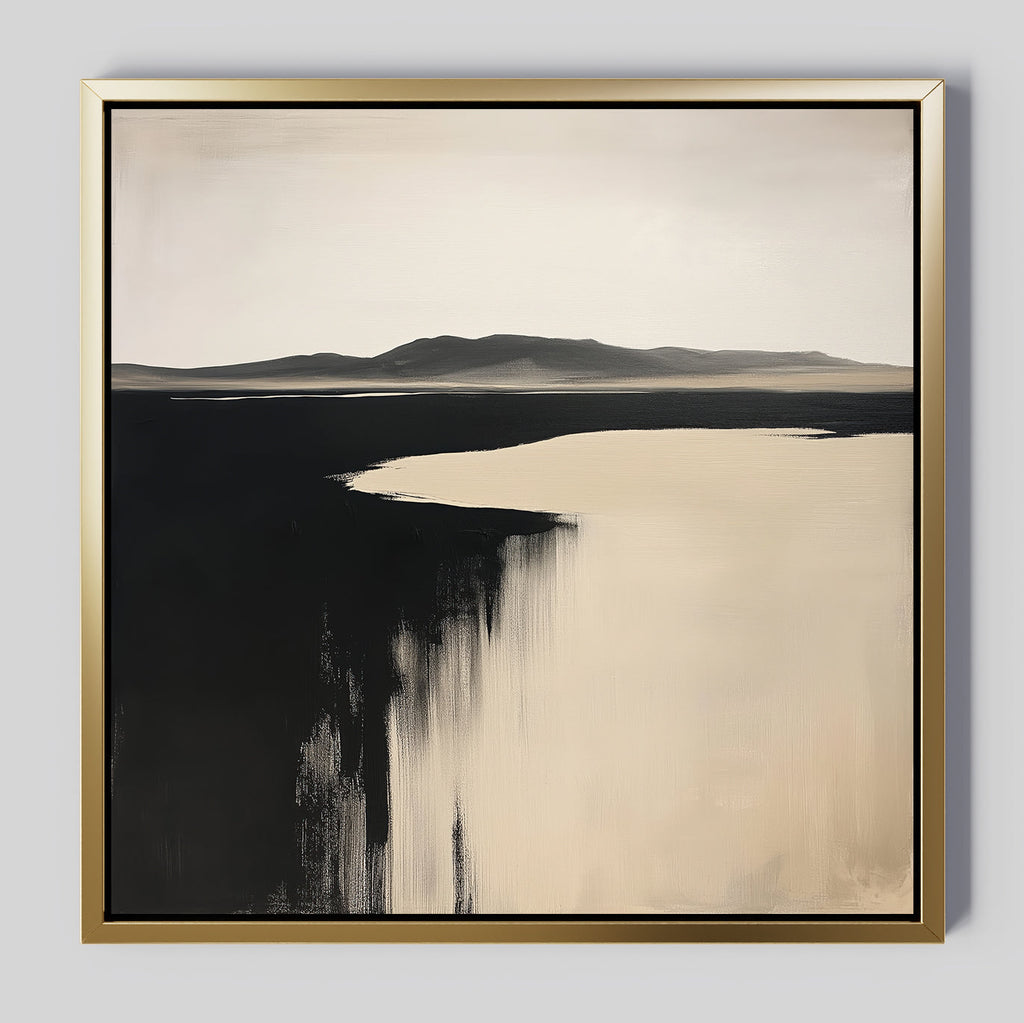 Where the Tide Turns Black – black coastal canvas wall art print by Aspire Prints