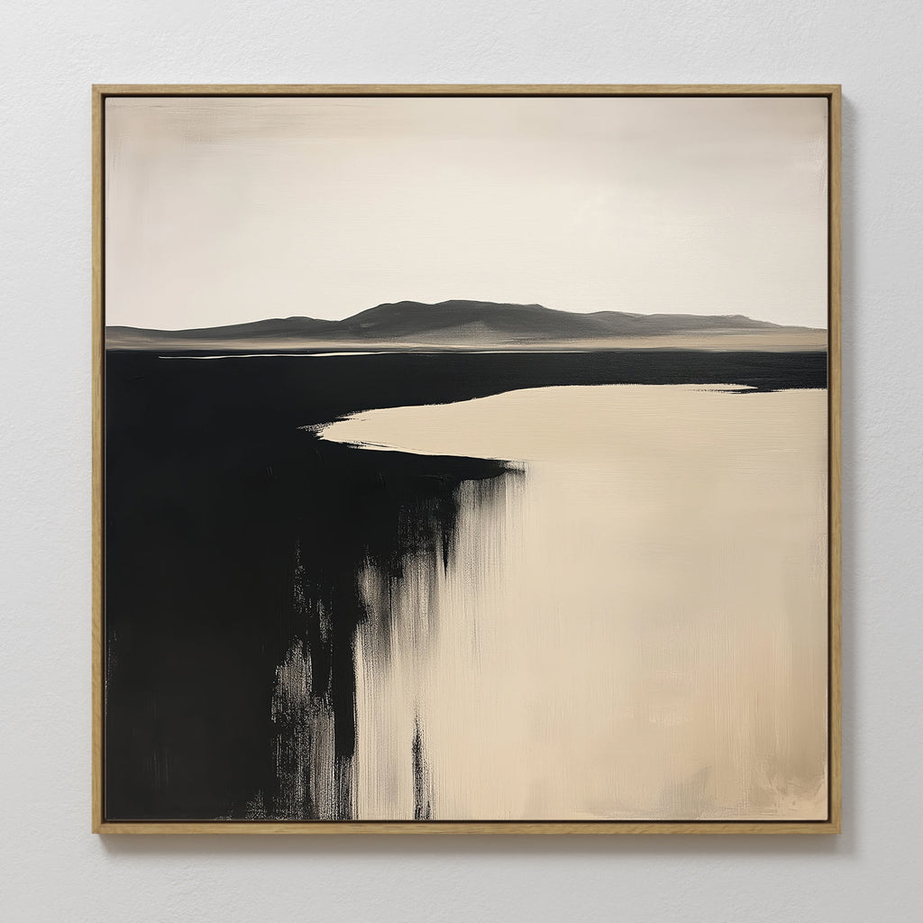 Where the Tide Turns Black – black coastal canvas wall art print by Aspire Prints