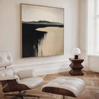Where the Tide Turns Black – black coastal canvas wall art print by Aspire Prints