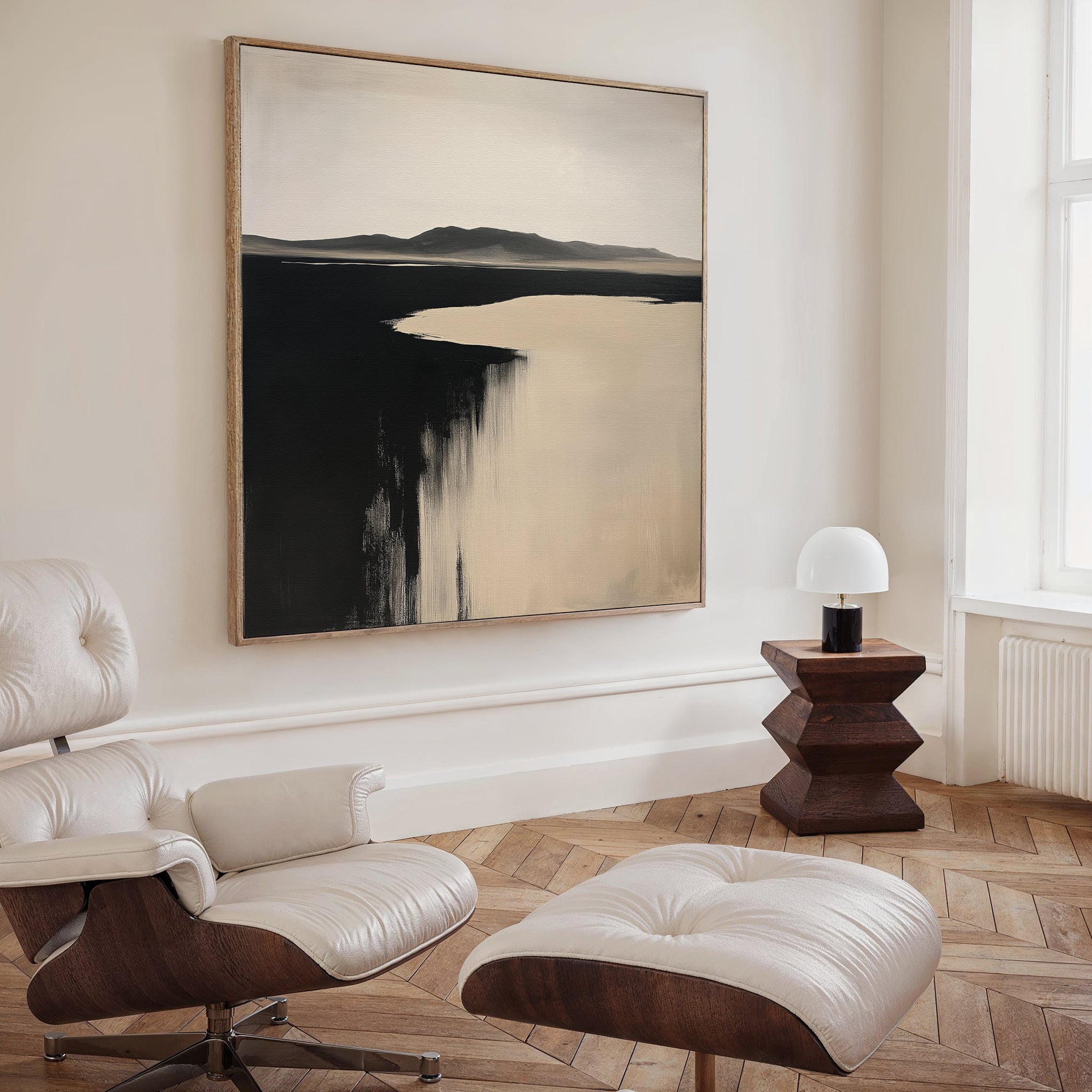 Where the Tide Turns Black – black coastal canvas wall art print by Aspire Prints