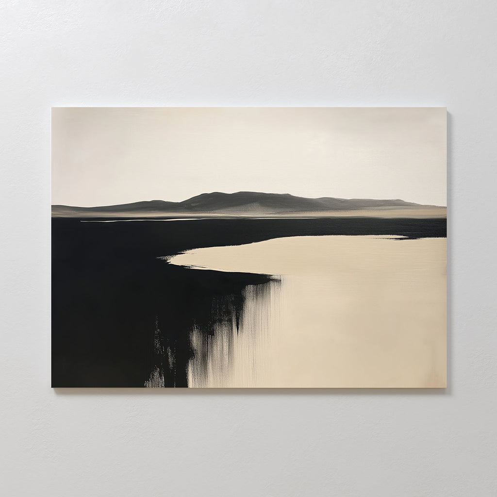 Where the Tide Turns Black – black coastal canvas wall art print by Aspire Prints
