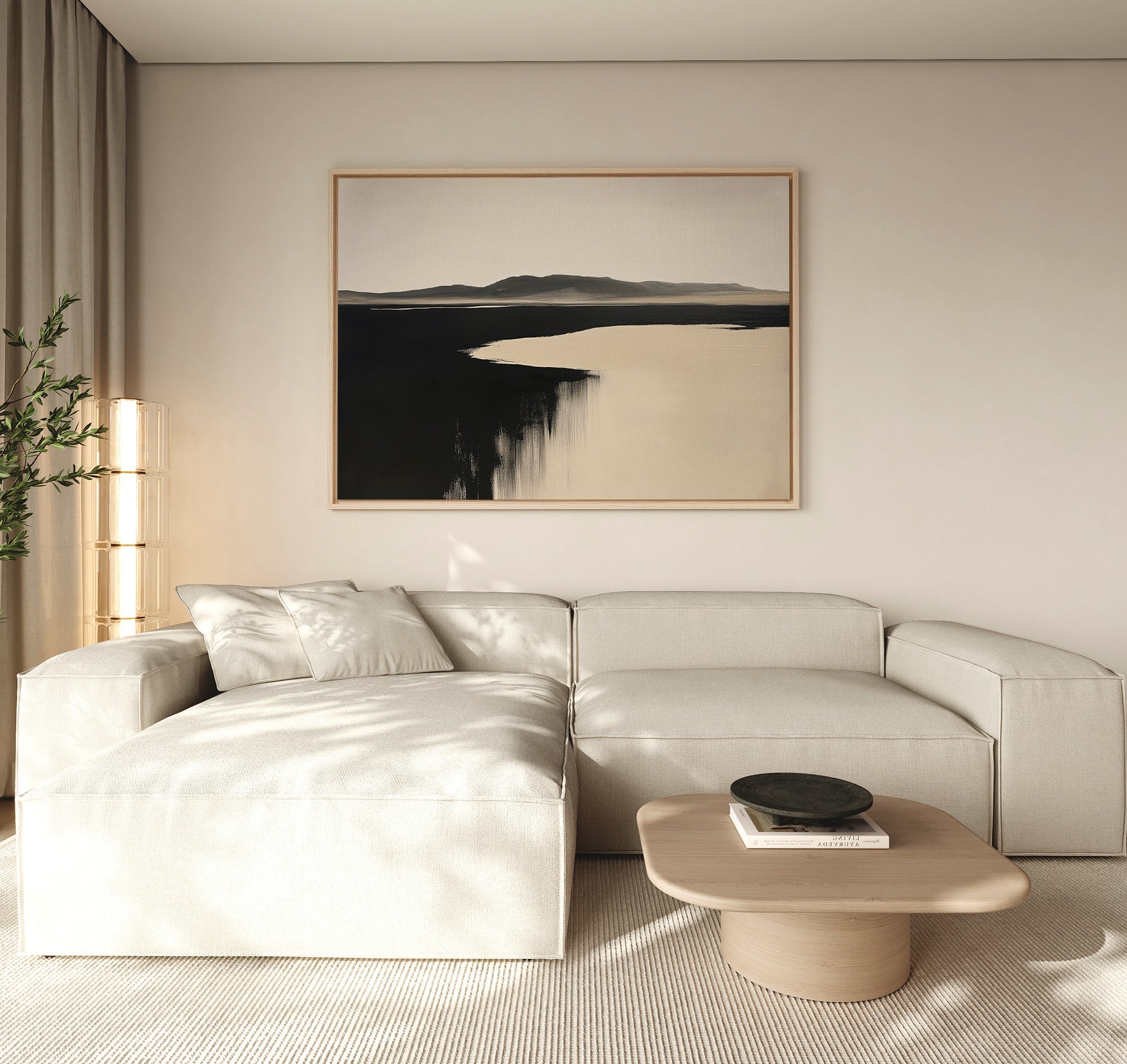 Where the Tide Turns Black – black coastal canvas wall art print by Aspire Prints