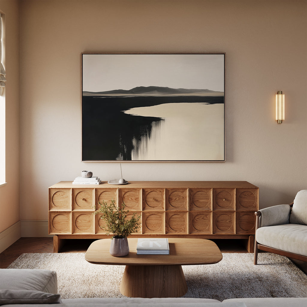 Where the Tide Turns Black – black coastal canvas wall art print by Aspire Prints