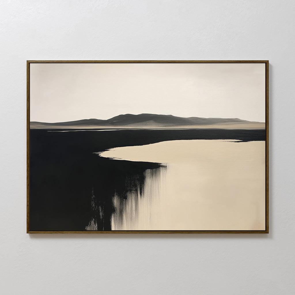 Where the Tide Turns Black – black coastal canvas wall art print by Aspire Prints