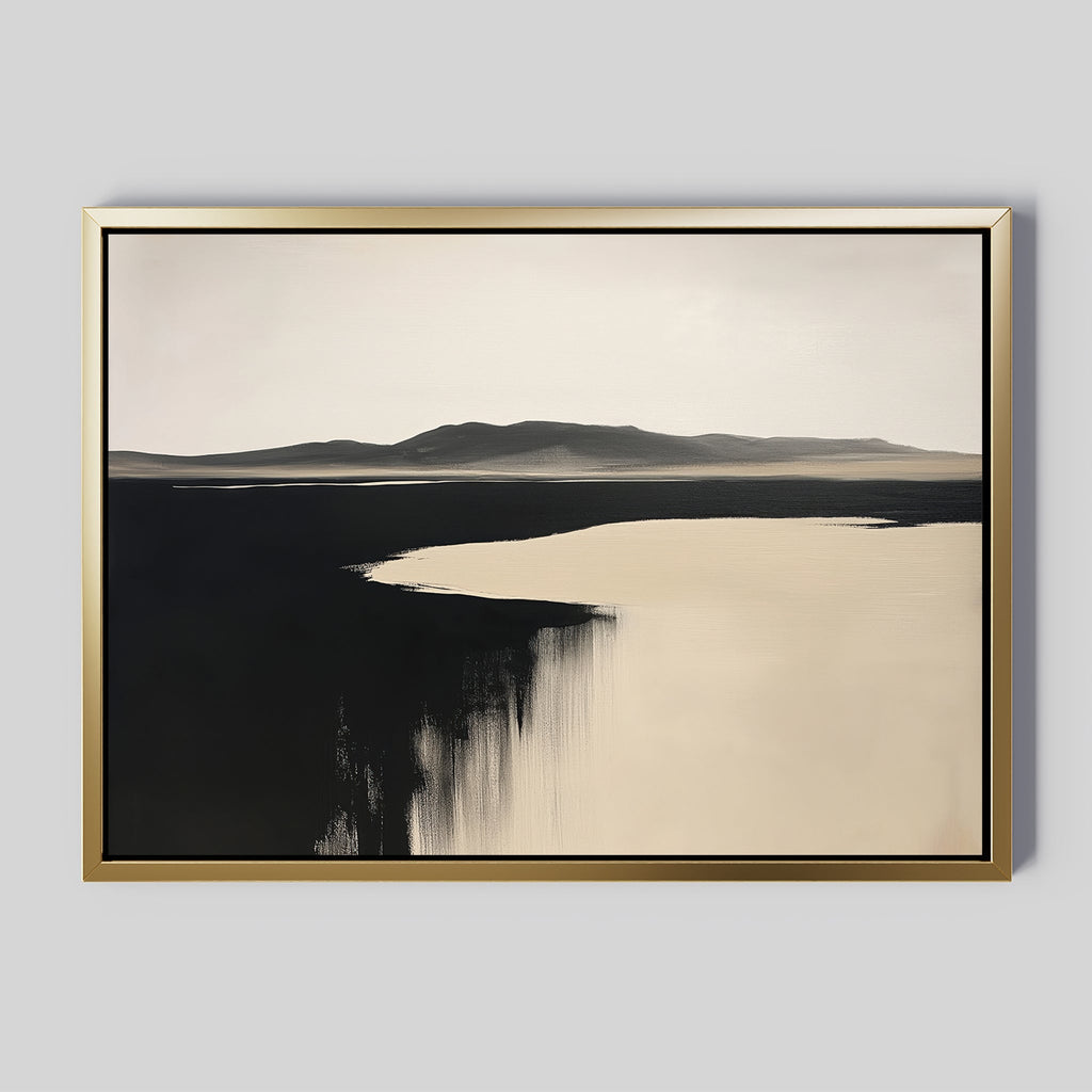 Where the Tide Turns Black – black coastal canvas wall art print by Aspire Prints