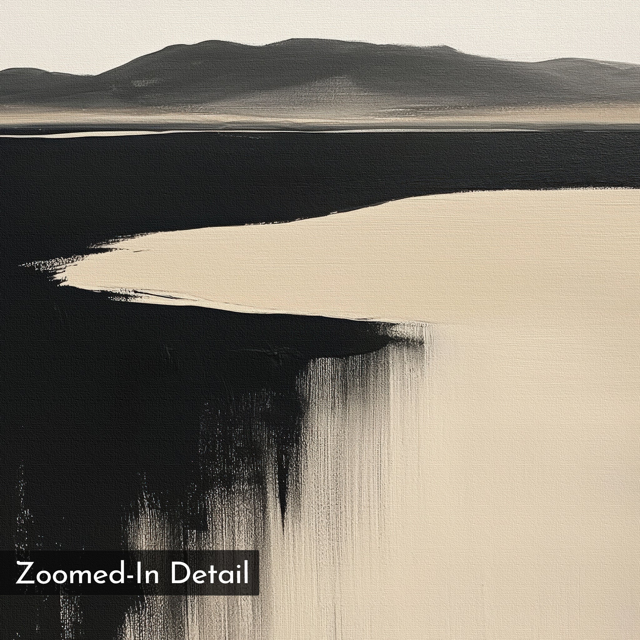 Where the Tide Turns Black – black coastal canvas wall art print by Aspire Prints