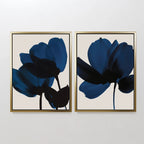 Midnight Petals Diptych – Set of 2 Canvas Prints set of 2 – blue botanical canvas wall art by Aspire Prints
