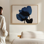 Indigo Bloom at Midnight – blue botanical canvas wall art print by Aspire Prints