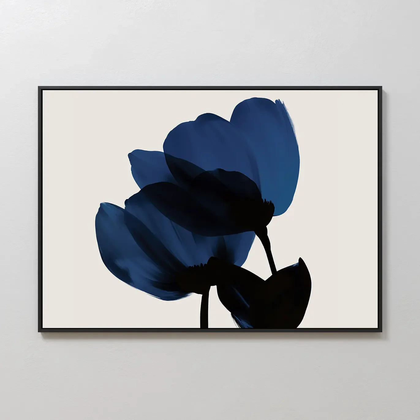 Indigo Bloom at Midnight – blue botanical canvas wall art print by Aspire Prints