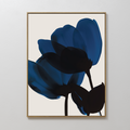 Midnight Petal Whisper – blue botanical canvas wall art print by Aspire Prints