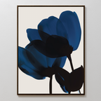Midnight Petal Whisper – blue botanical canvas wall art print by Aspire Prints