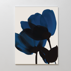 Midnight Petal Whisper – blue botanical canvas wall art print by Aspire Prints
