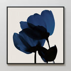 Midnight Petal Whisper – blue botanical canvas wall art print by Aspire Prints