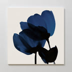 Midnight Petal Whisper – blue botanical canvas wall art print by Aspire Prints