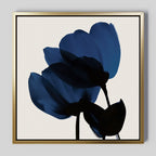Midnight Petal Whisper – blue botanical canvas wall art print by Aspire Prints