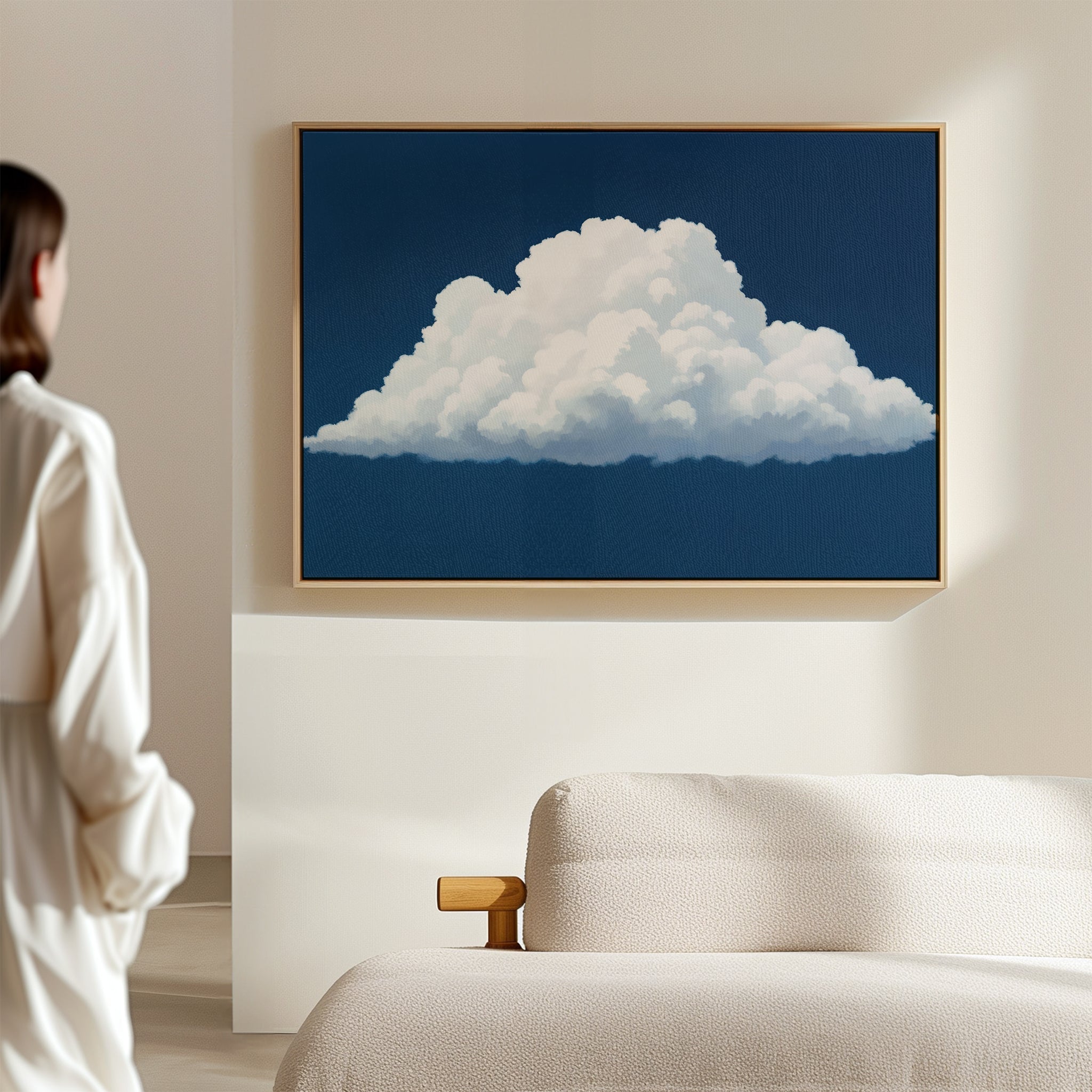 Whisper of the Sapphire Sky Canvas Print – neutral-toned cloud canvas wall art print by Aspire Prints