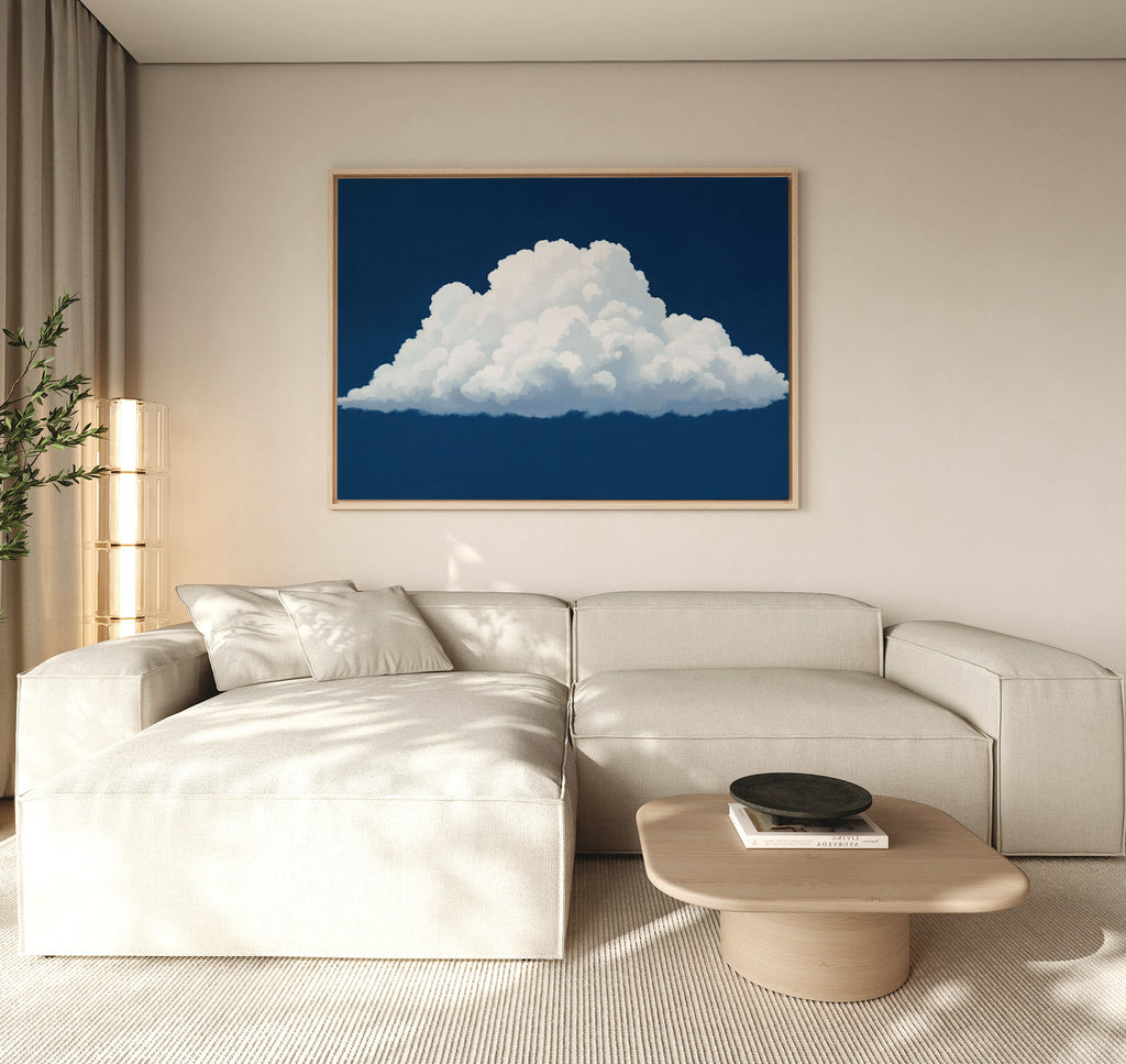 Whisper of the Sapphire Sky Canvas Print – neutral-toned cloud canvas wall art print by Aspire Prints