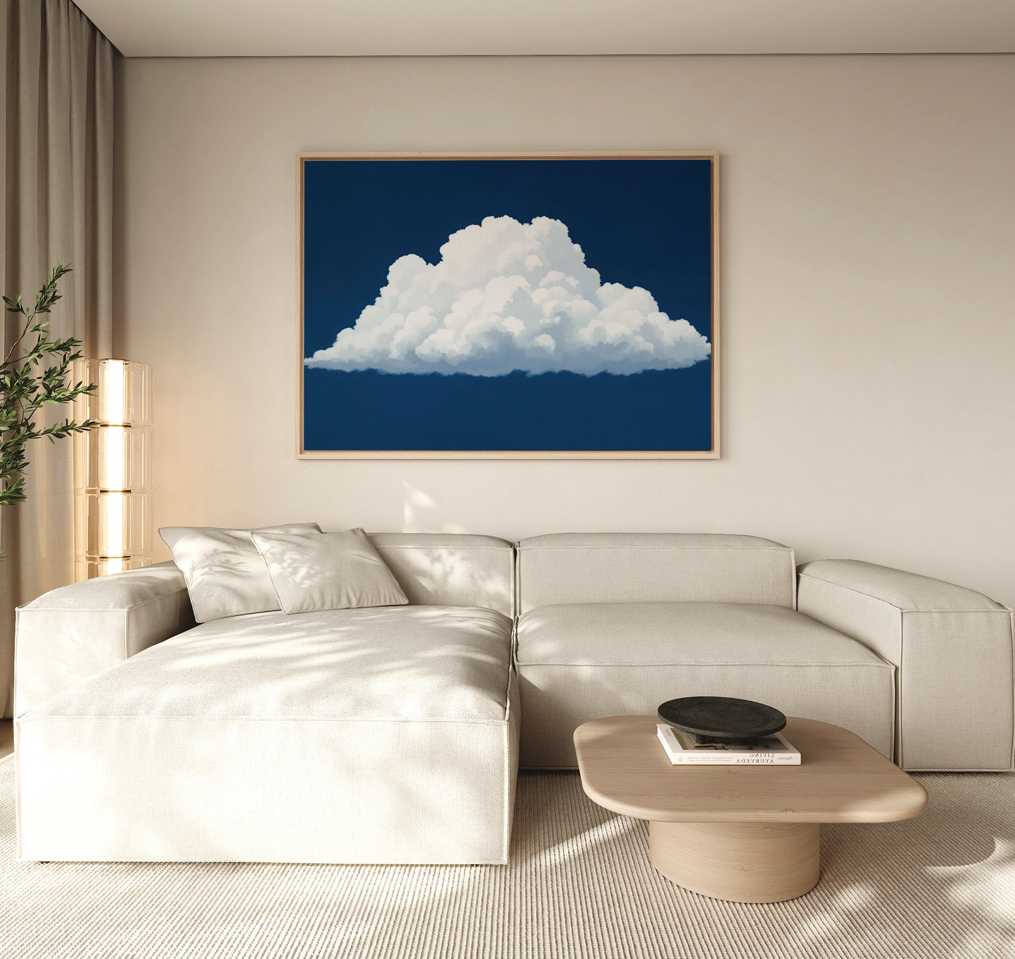 Whisper of the Sapphire Sky Canvas Print – neutral-toned cloud canvas wall art print by Aspire Prints