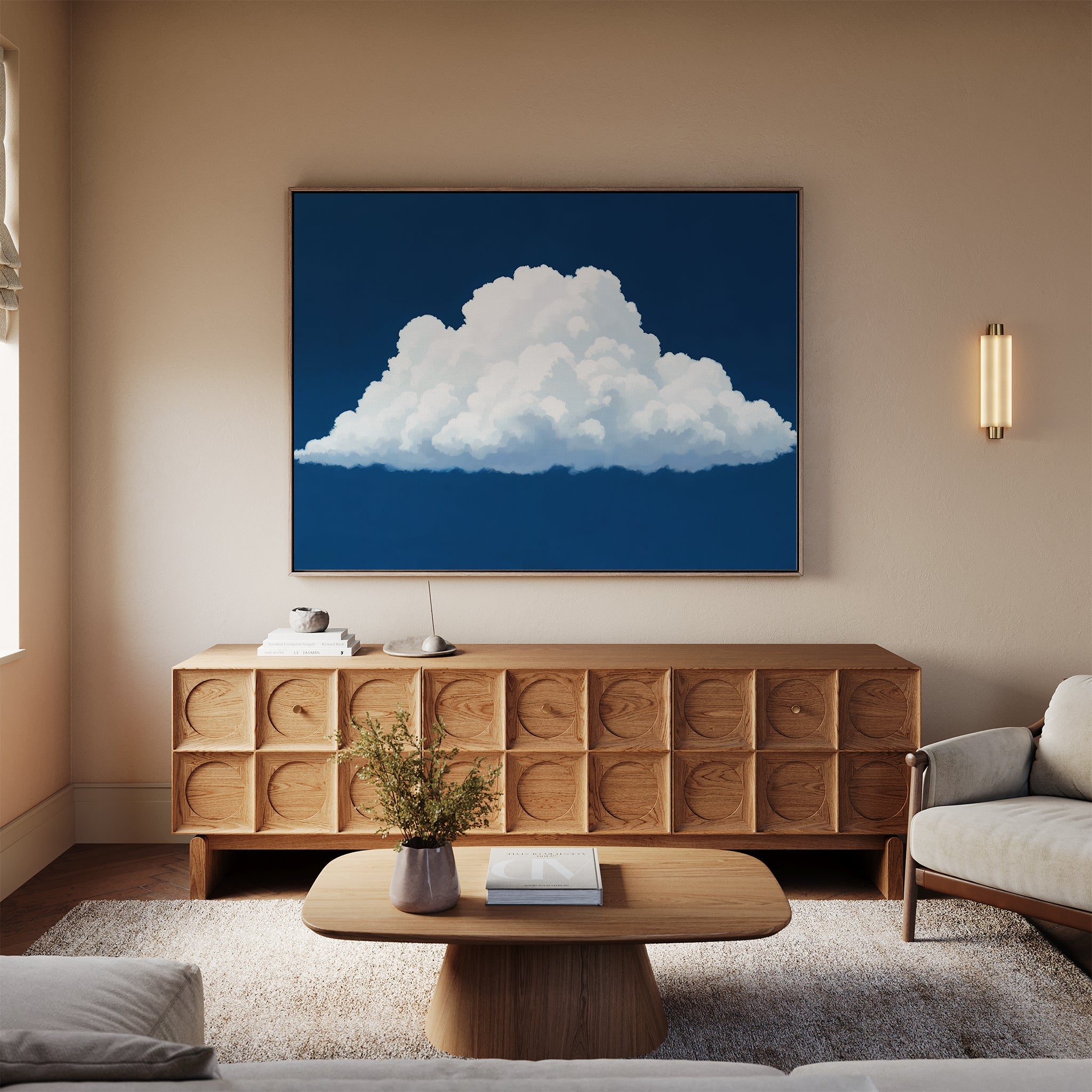 Whisper of the Sapphire Sky Canvas Print – neutral-toned cloud canvas wall art print by Aspire Prints