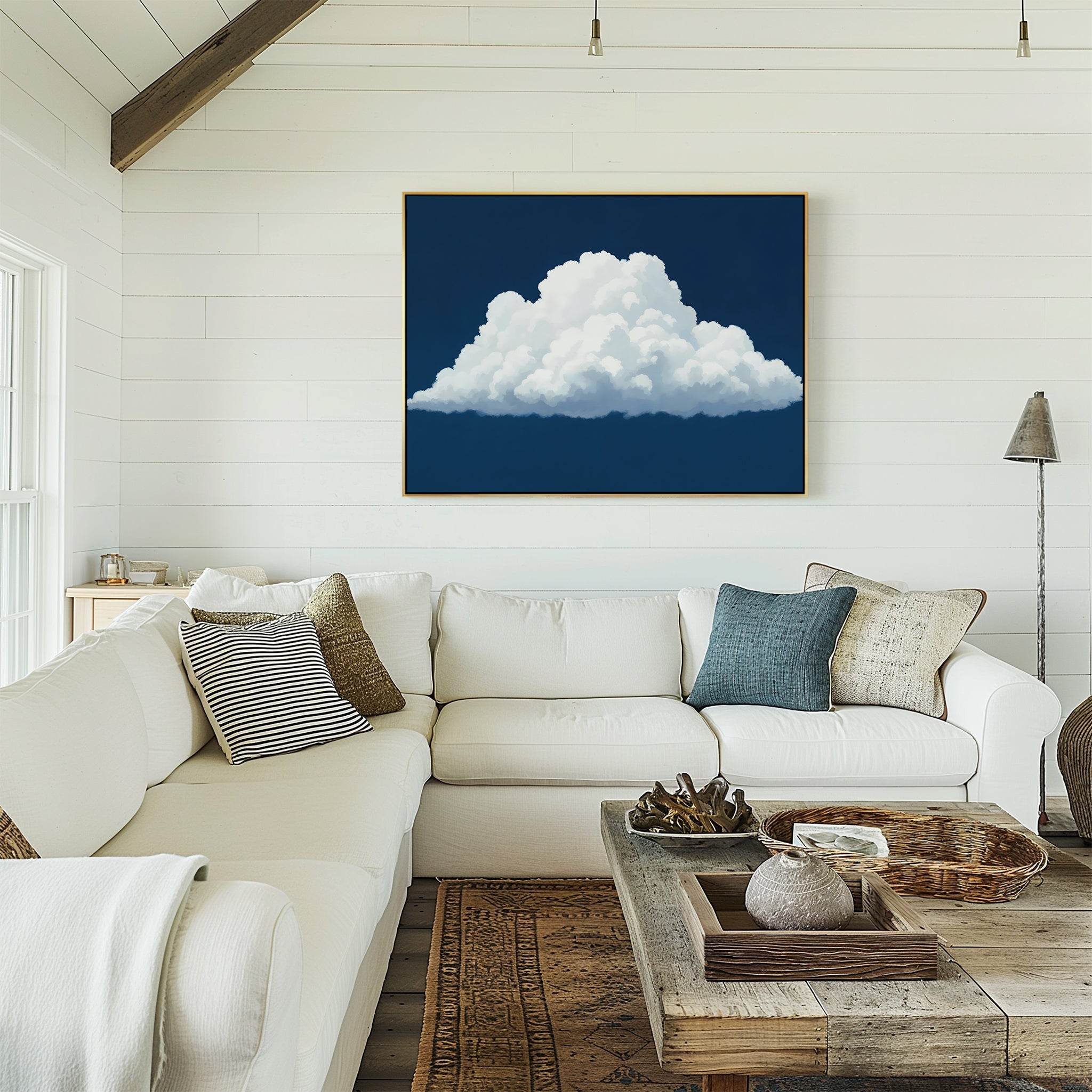 Whisper of the Sapphire Sky Canvas Print – neutral-toned cloud canvas wall art print by Aspire Prints
