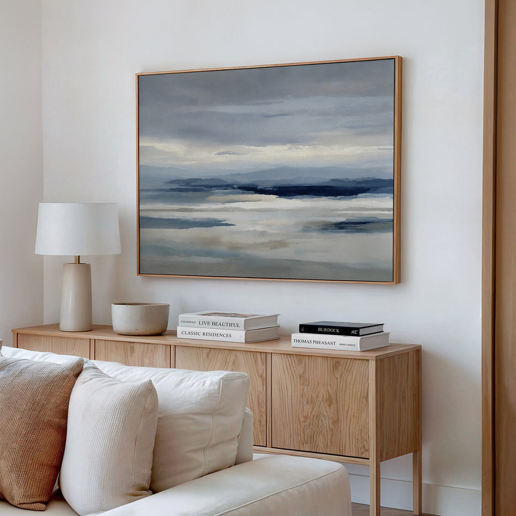 Whispers of the Far Hills – neutral-toned landscape canvas wall art print by Aspire Prints