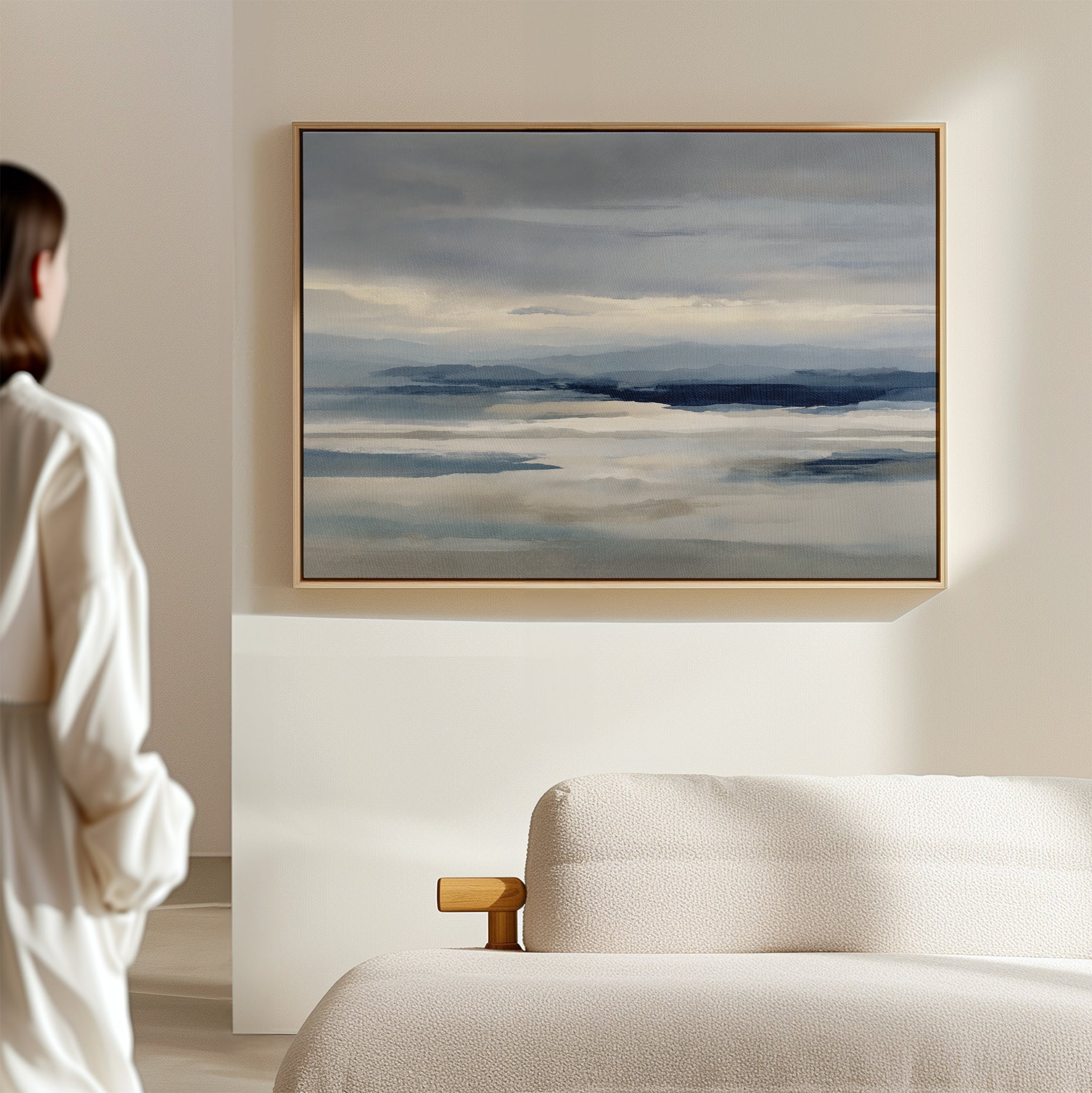 Whispers of the Far Hills – neutral-toned landscape canvas wall art print by Aspire Prints