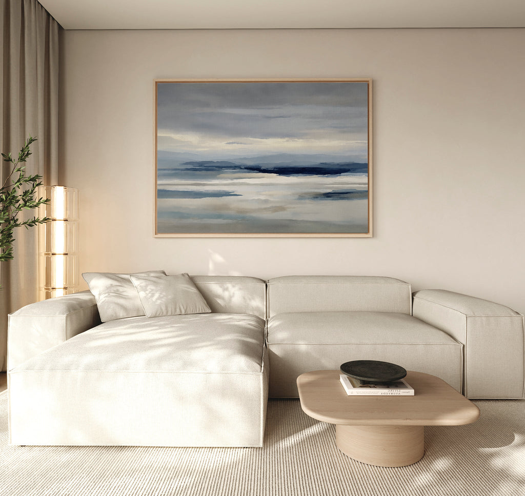 Whispers of the Far Hills – neutral-toned landscape canvas wall art print by Aspire Prints