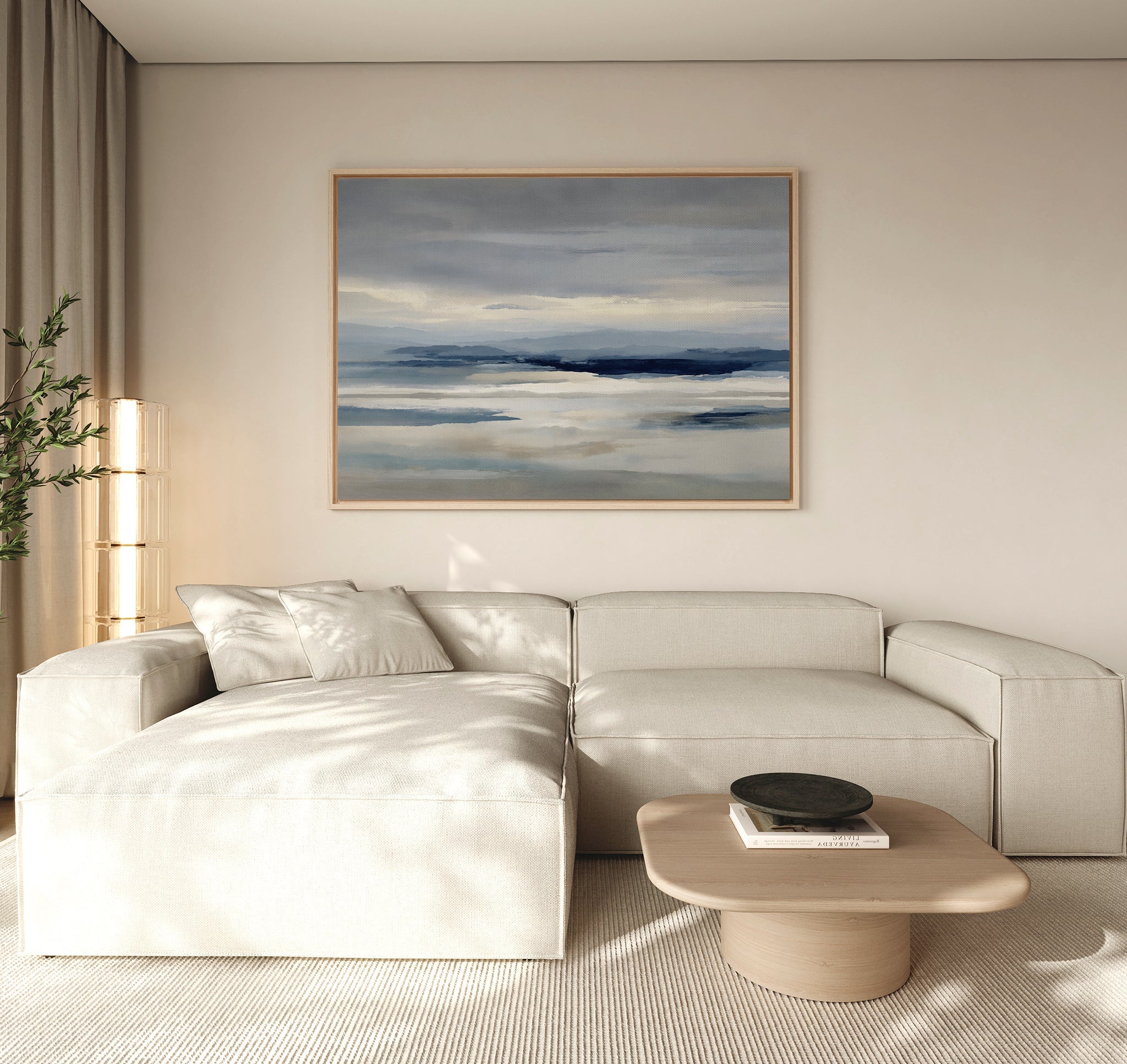 Whispers of the Far Hills – neutral-toned landscape canvas wall art print by Aspire Prints