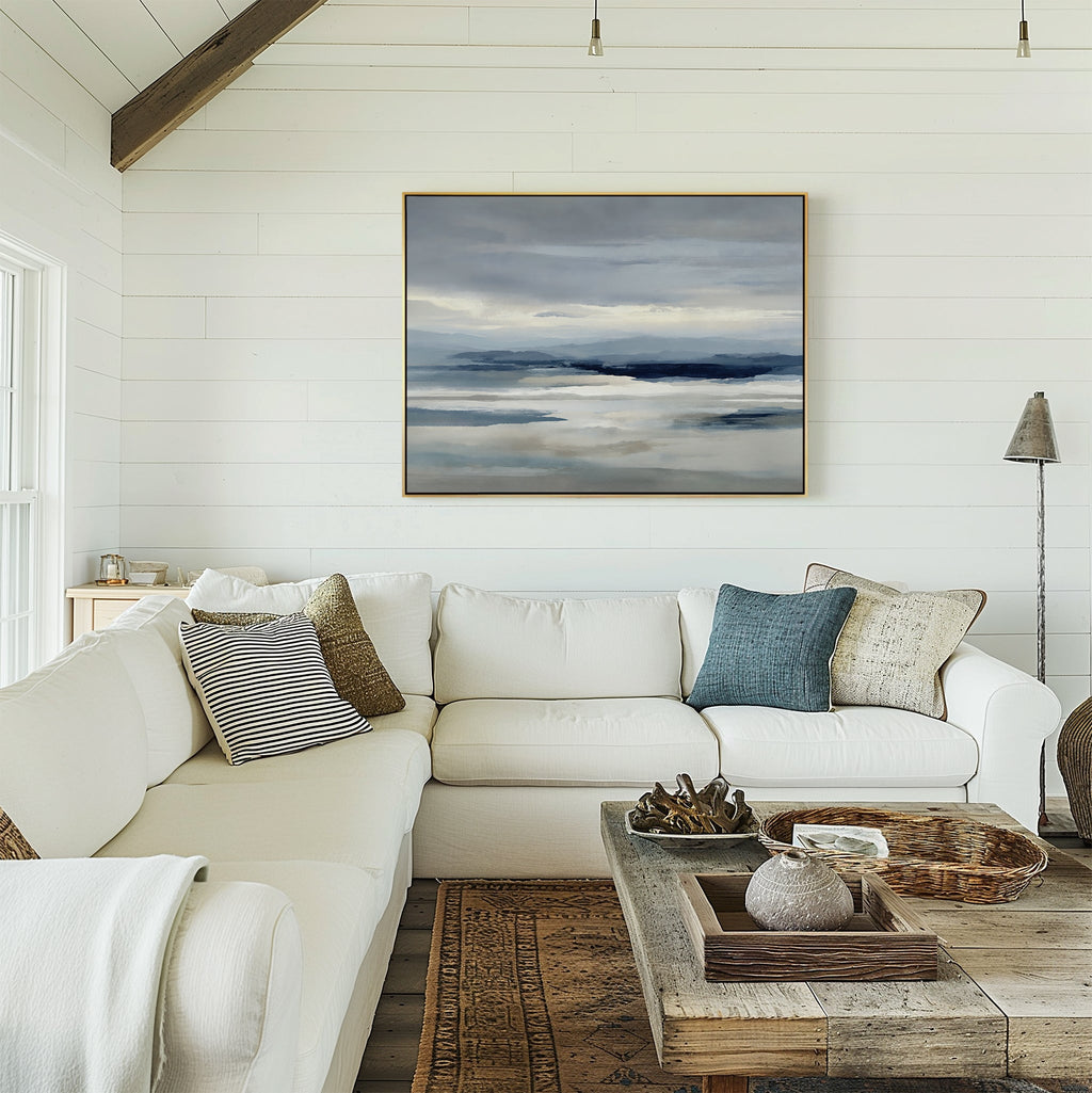 Whispers of the Far Hills – neutral-toned landscape canvas wall art print by Aspire Prints