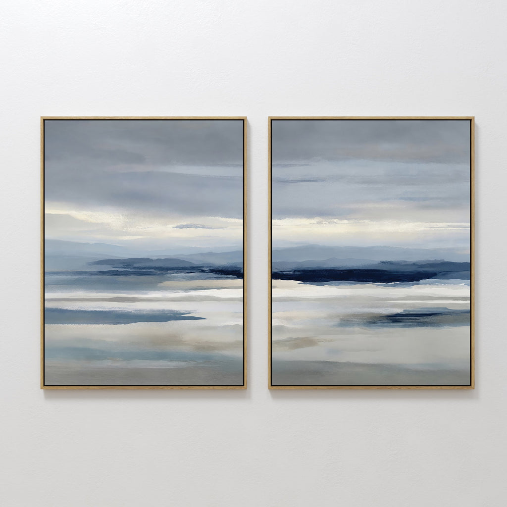 Whispering Ridges Diptych – Set of 2 Canvas Prints set of 2 – neutral-toned landscape canvas wall art by Aspire Prints