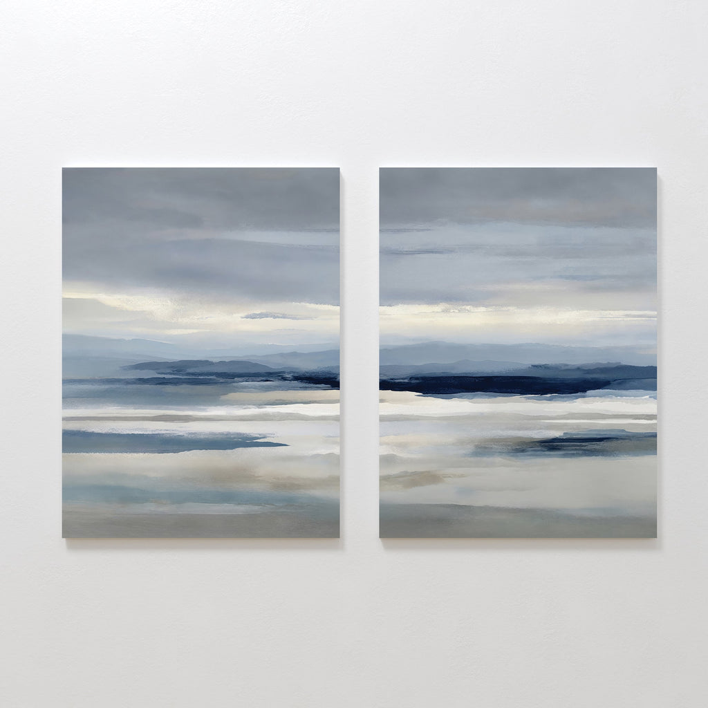Whispering Ridges Diptych – Set of 2 Canvas Prints set of 2 – neutral-toned landscape canvas wall art by Aspire Prints