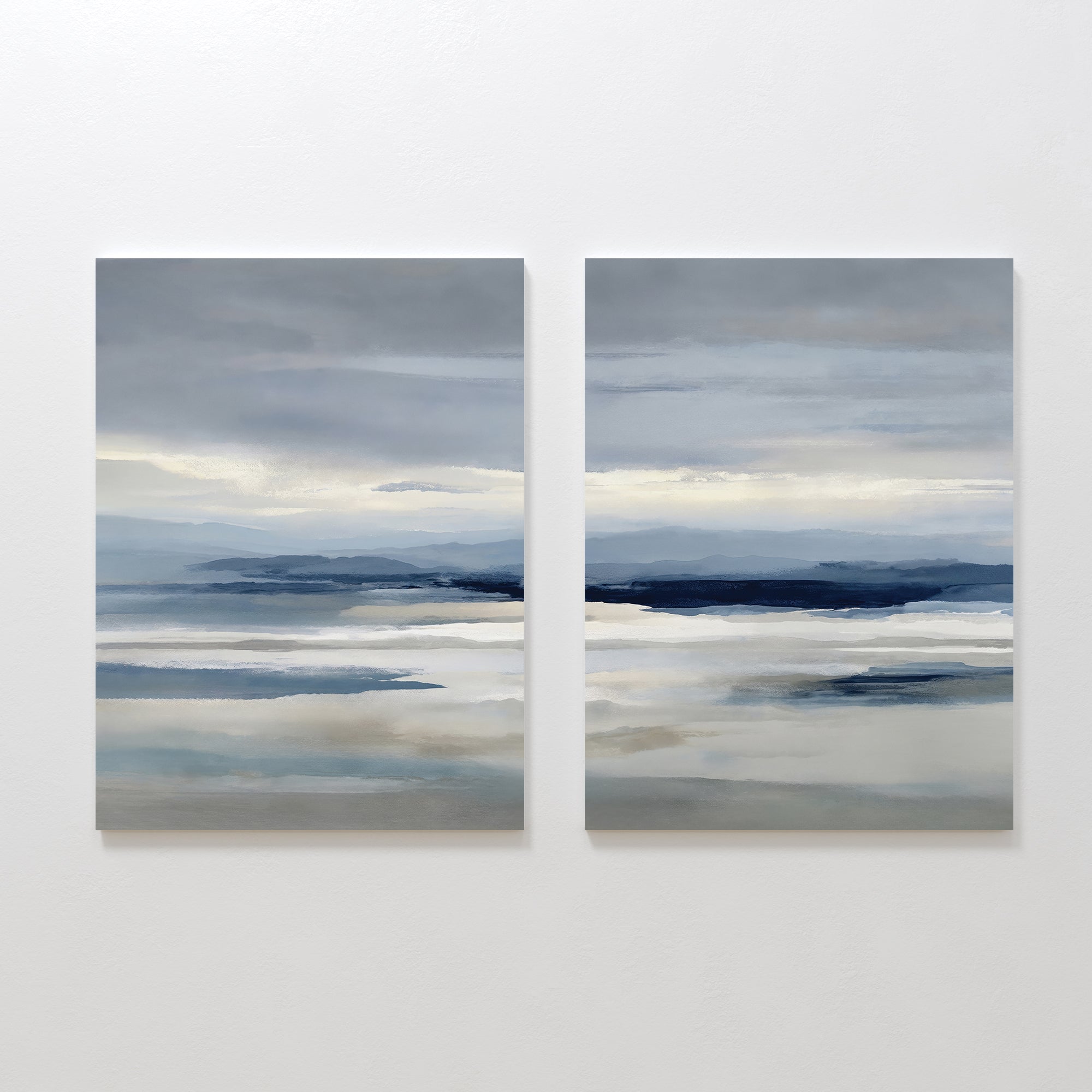 Whispering Ridges Diptych – Set of 2 Canvas Prints set of 2 – neutral-toned landscape canvas wall art by Aspire Prints
