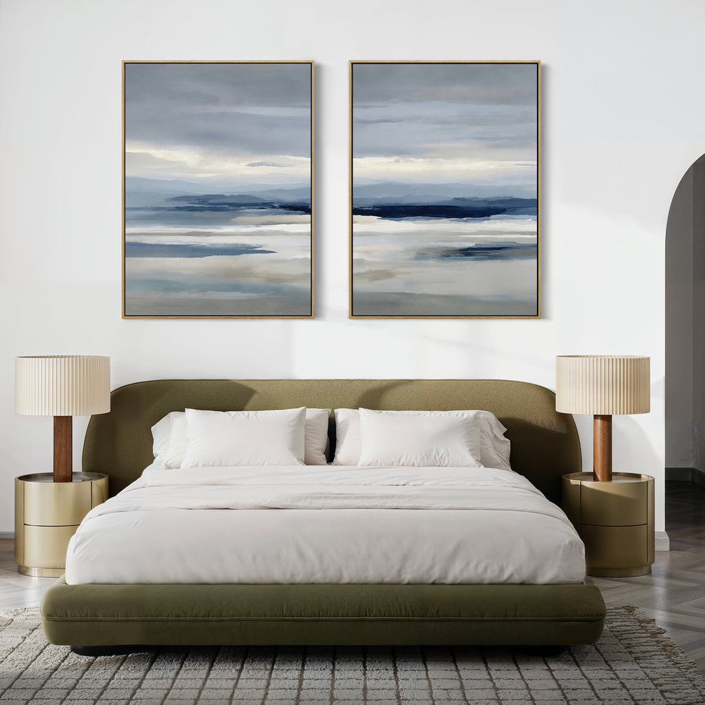 Whispering Ridges Diptych – Set of 2 Canvas Prints set of 2 – neutral-toned landscape canvas wall art by Aspire Prints