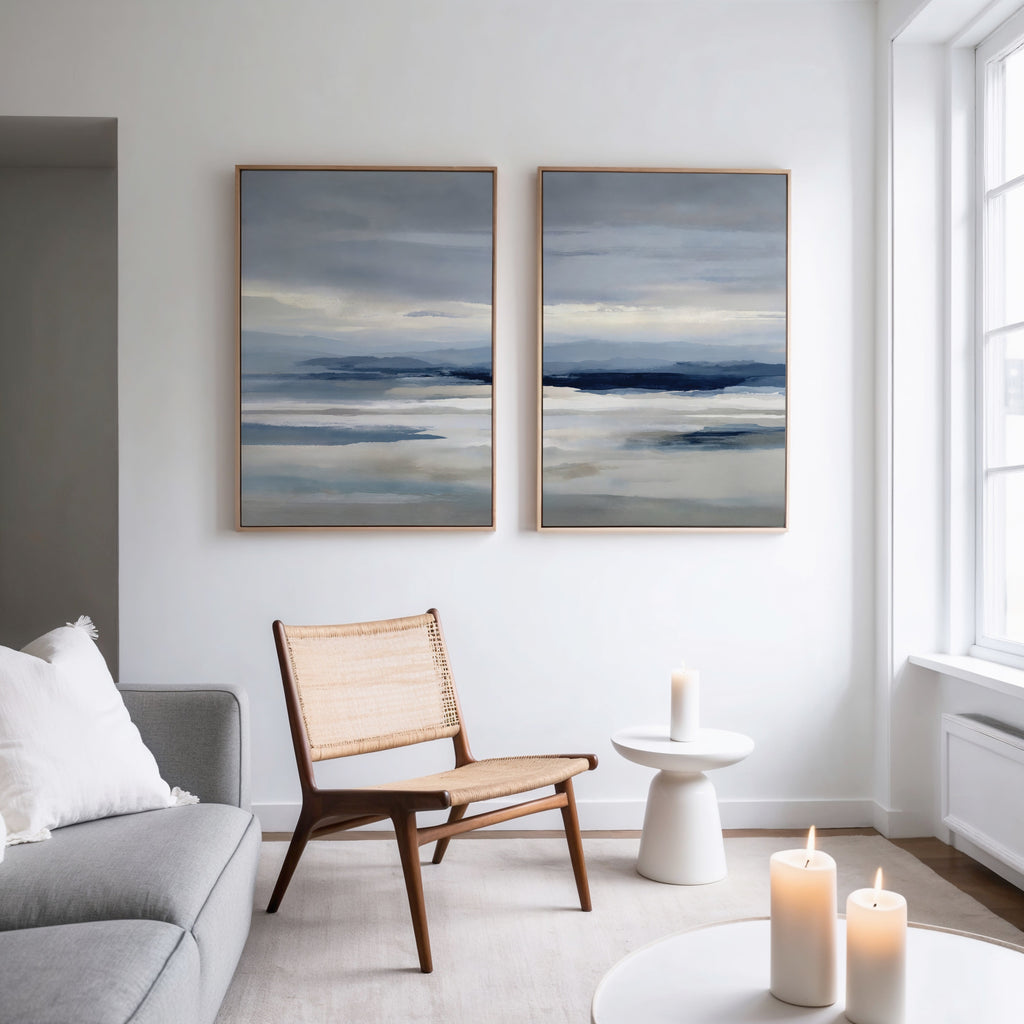 Whispering Ridges Diptych – Set of 2 Canvas Prints set of 2 – neutral-toned landscape canvas wall art by Aspire Prints