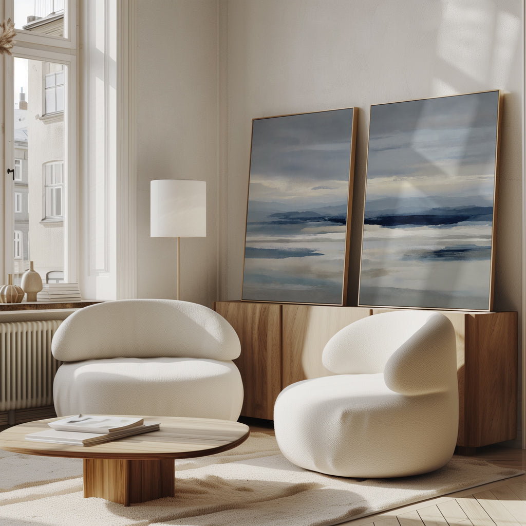 Whispering Ridges Diptych – Set of 2 Canvas Prints set of 2 – neutral-toned landscape canvas wall art by Aspire Prints