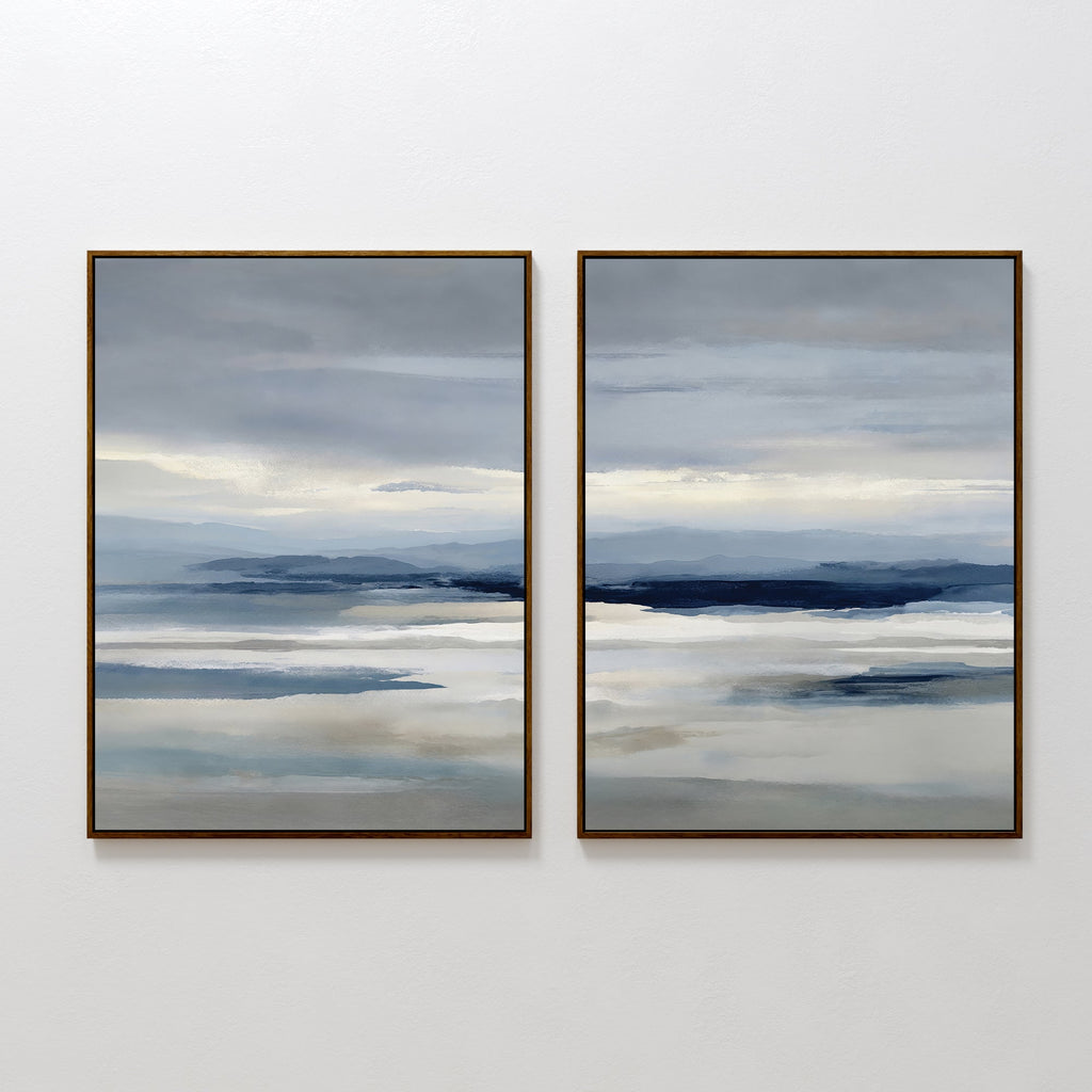 Whispering Ridges Diptych – Set of 2 Canvas Prints set of 2 – neutral-toned landscape canvas wall art by Aspire Prints