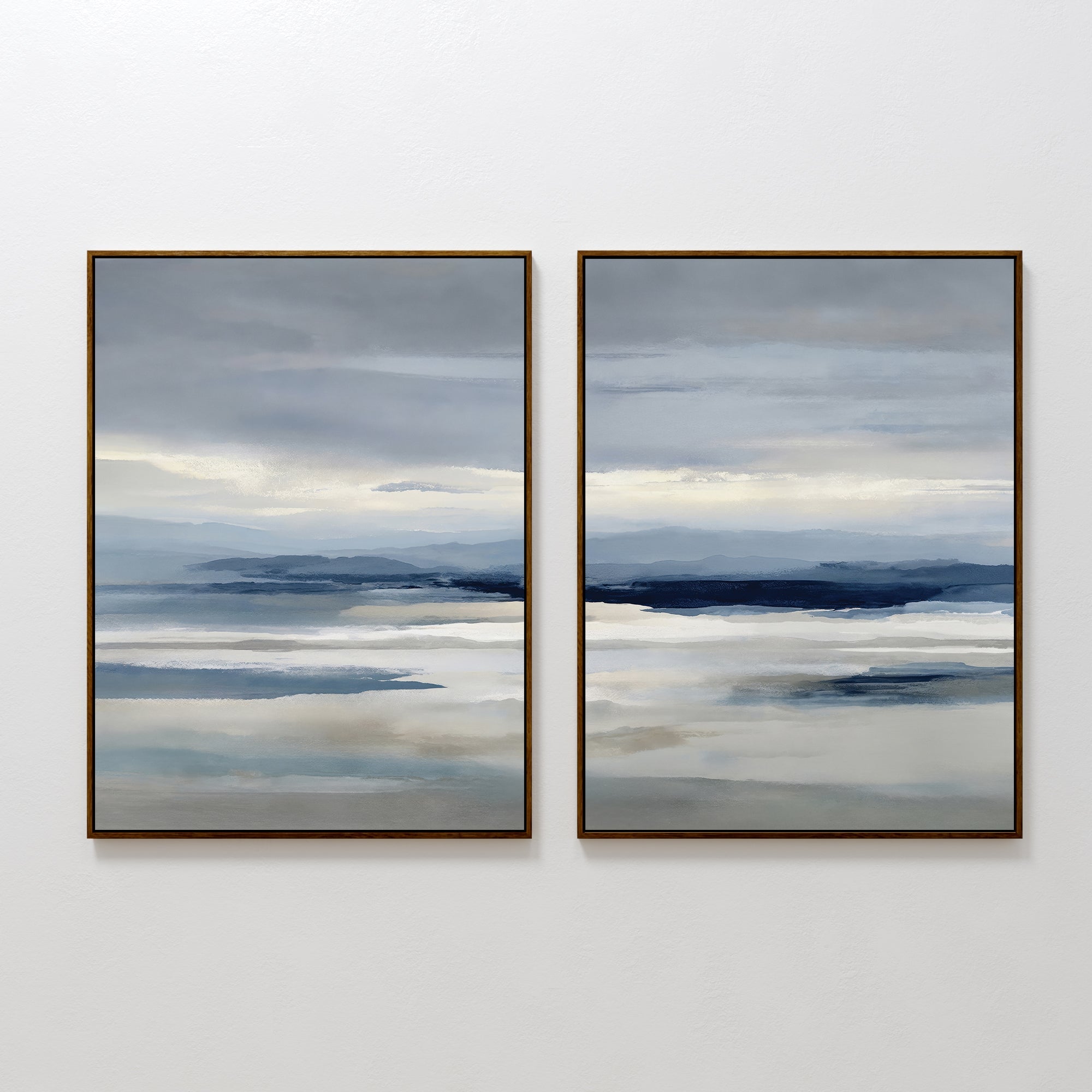 Whispering Ridges Diptych – Set of 2 Canvas Prints set of 2 – neutral-toned landscape canvas wall art by Aspire Prints