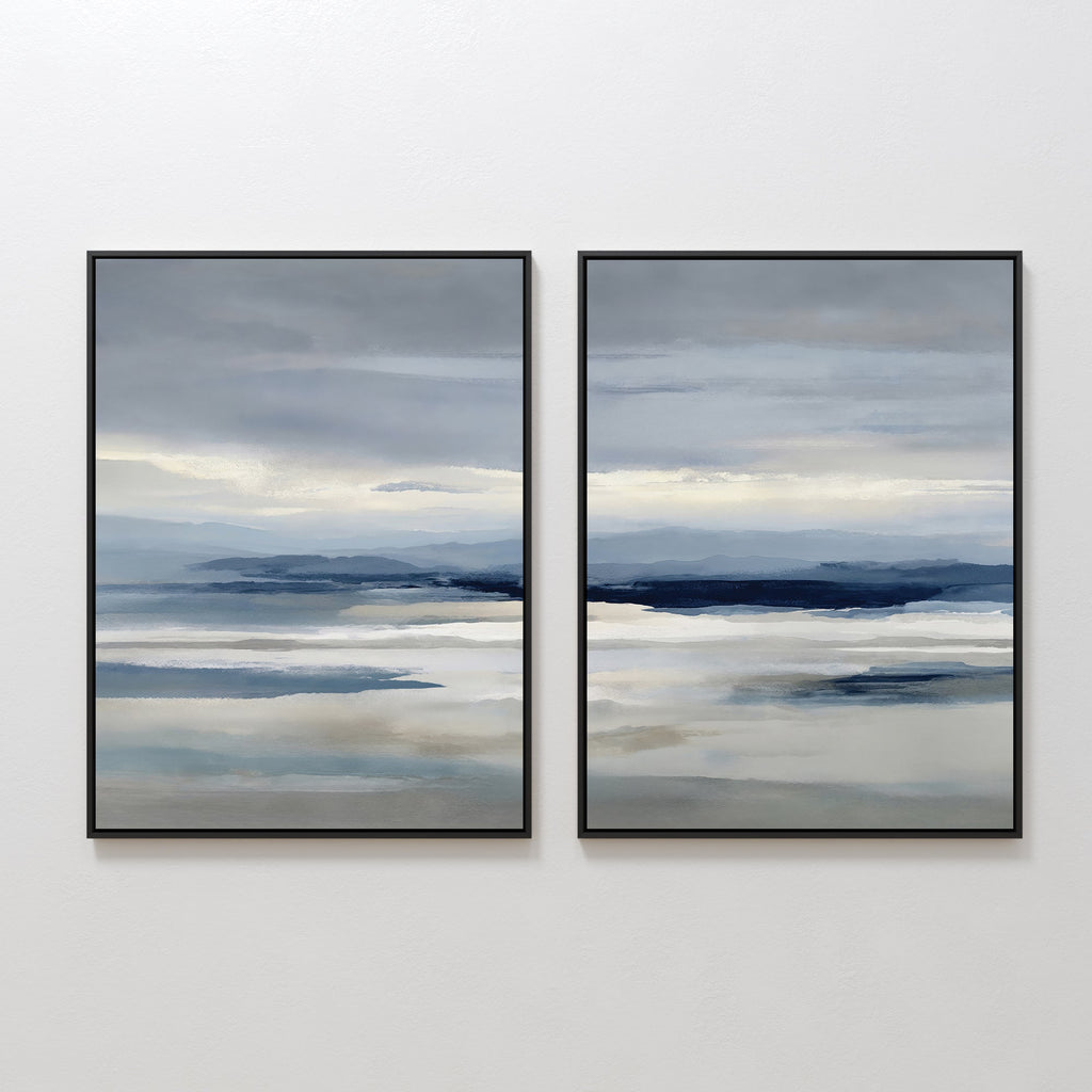 Whispering Ridges Diptych – Set of 2 Canvas Prints set of 2 – neutral-toned landscape canvas wall art by Aspire Prints